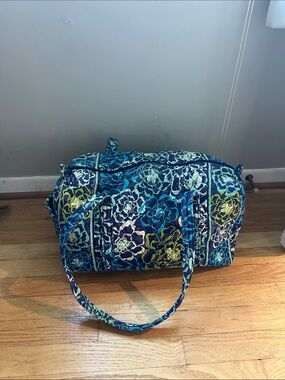 Vera Bradley Teal Blue Floral Quilted Travel Duffel